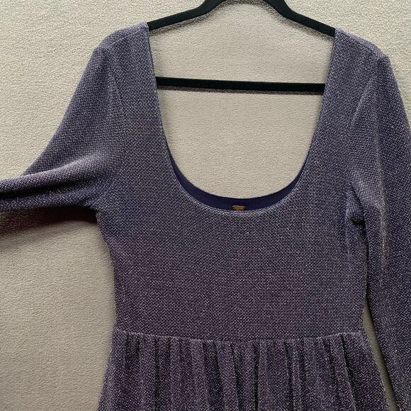 Free People Sparkle Deep Scoop Neck Back Mini Skater Dress Womens M/L? Concert - Picture 5 of 15